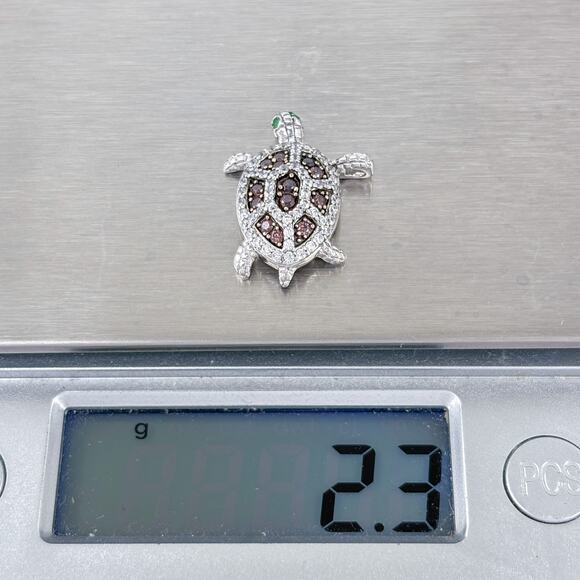 Turtle Pendant with Cubic Zirconia Stones | Sterling Silver 925 Animal Jewelry - Picture 6 of 6